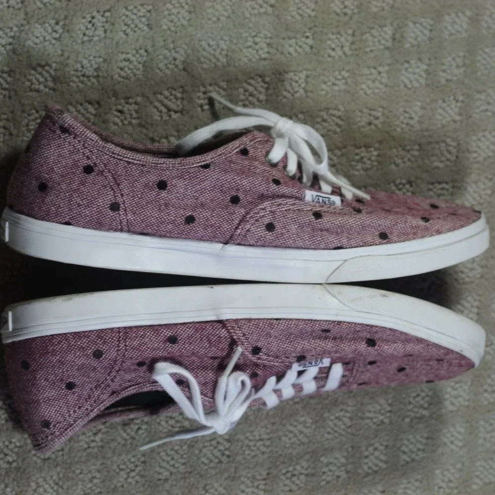 Vans Size 7 Variegated Maroon Tweed Polka Dot Lace Up Sneakers